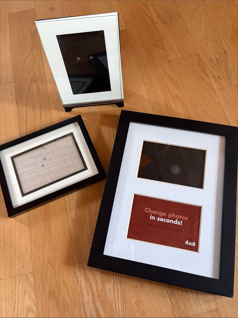 Set of Three 4 x 6 Black & White Photo Frames w/Matting Modern Simple Design